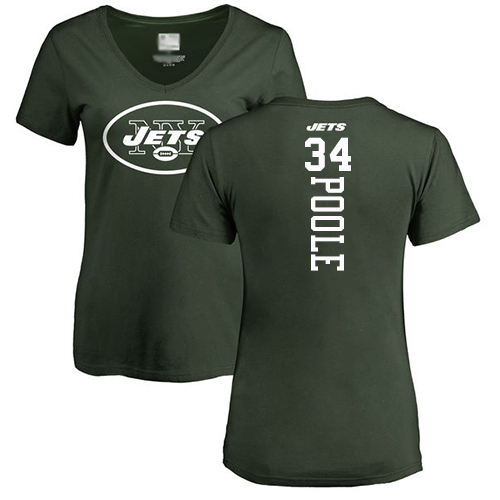 New York Jets Green Women Brian Poole Backer NFL Football #34 T Shirt